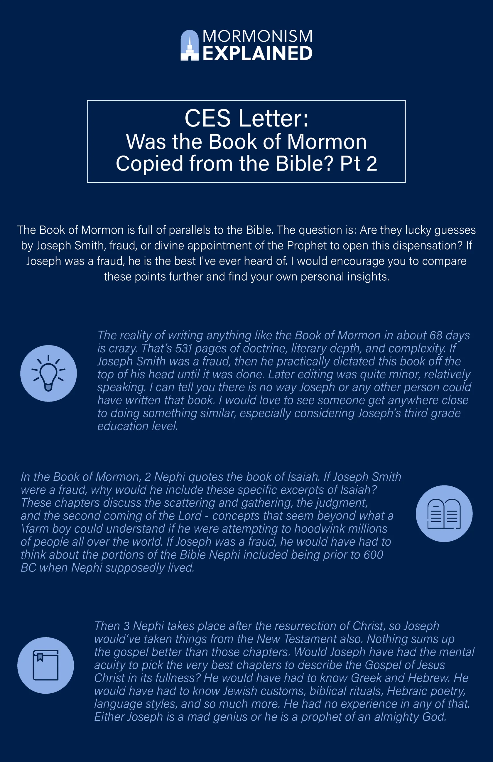 CES Letter Mormon: Was the Book of Mormon Copied from the Bible? Part 2