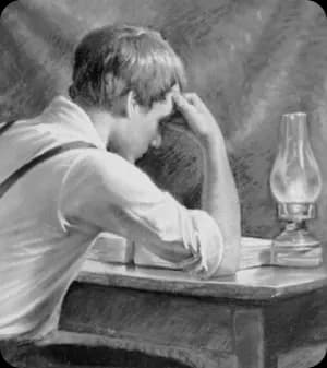Joseph Smith kneeling in prayer seeking divine guidance on revelations regarding the celestial kingdom and eternal marriage