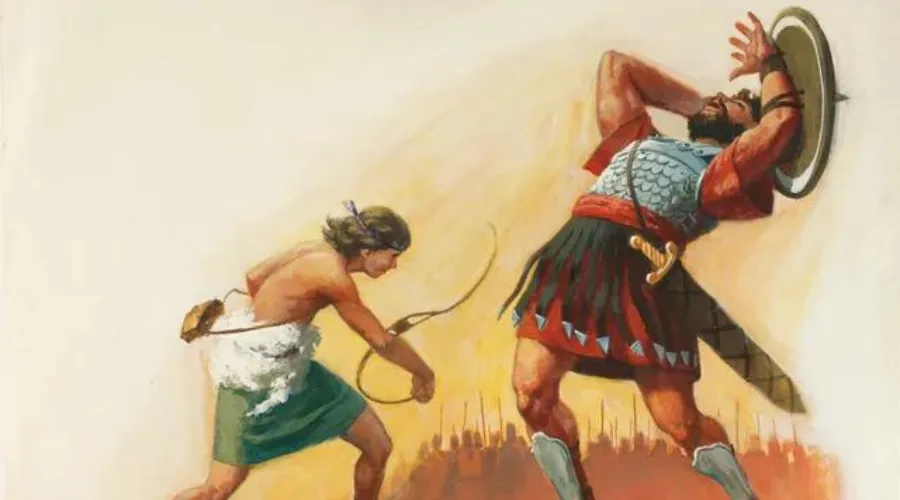 Joseph Smith and the story of David defeating Goliath, illustrating faith overcoming worldly might