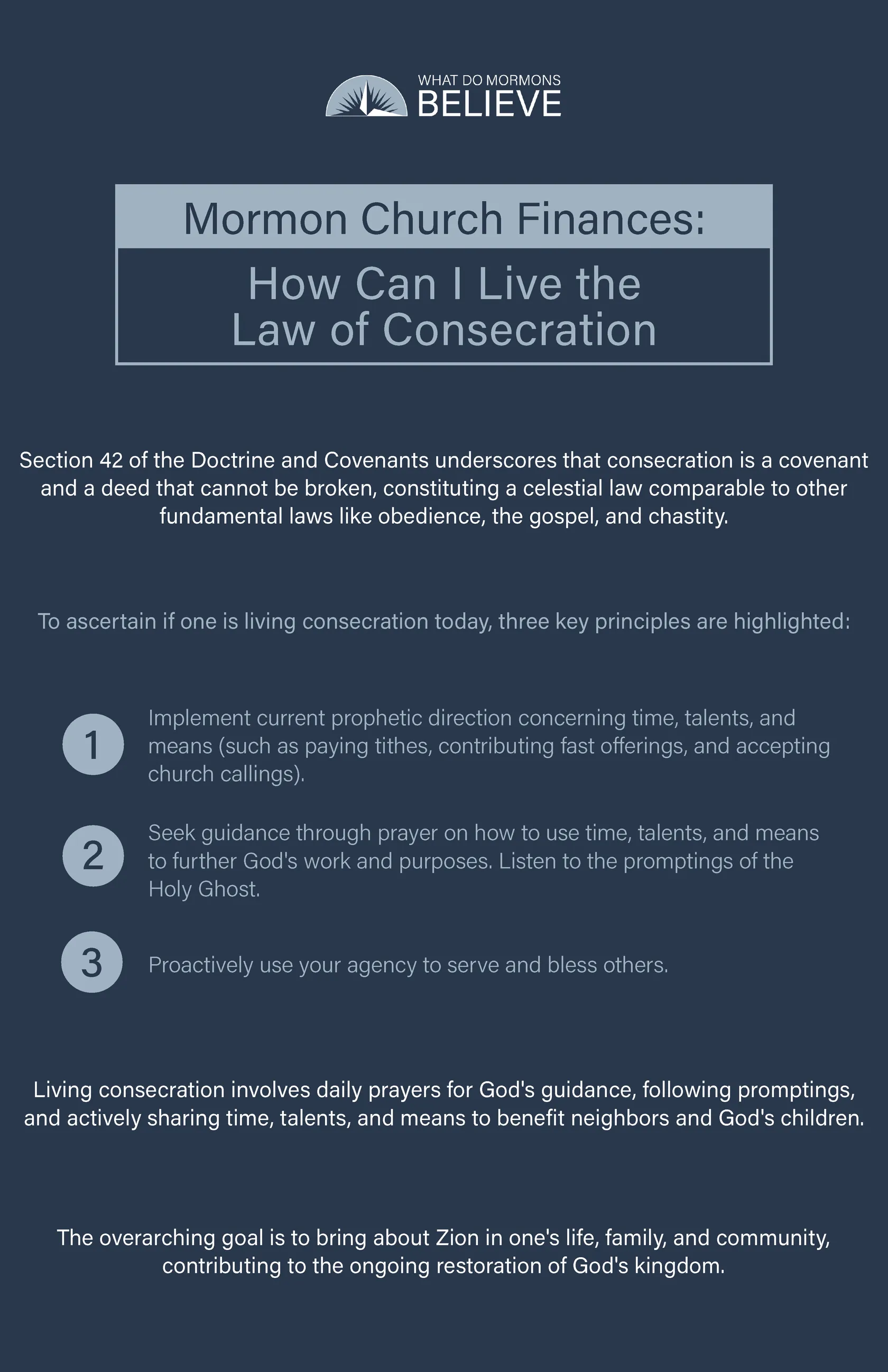 Mormon Church Finances: How Can I Live the Law of Consecration