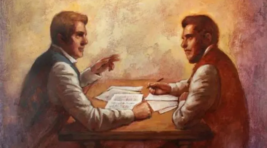 Historical illustration of seer stones used by Joseph Smith in the Book of Mormon translation