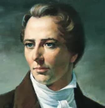 Painted portrait of Joseph Smith in a dark coat and white cravat.