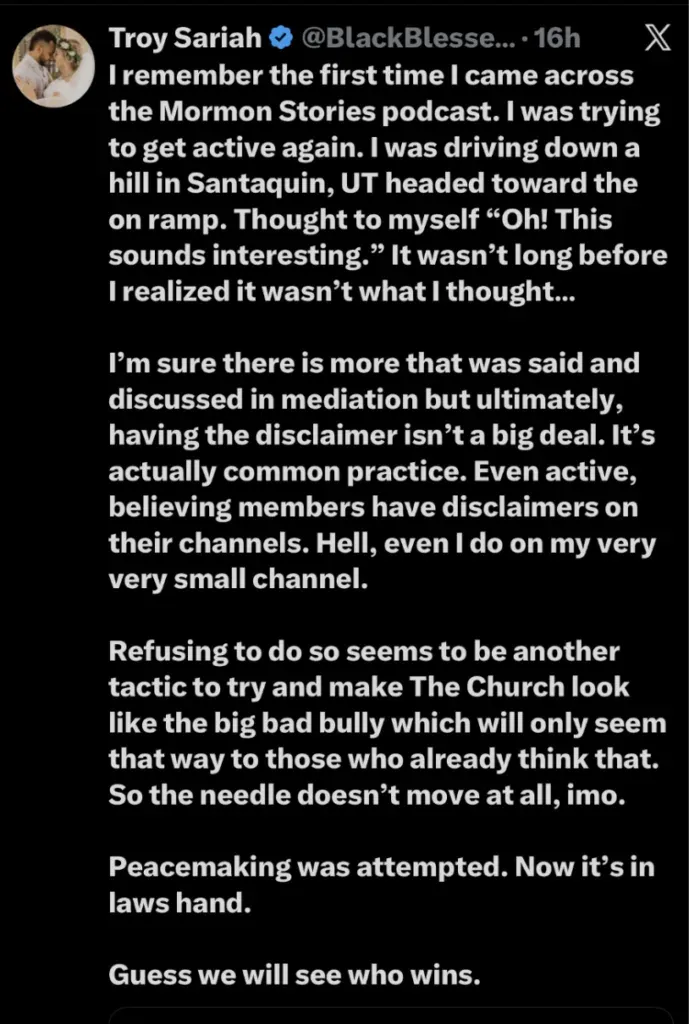 Social media screenshot discussing common use of disclaimers on faith-based creator platforms