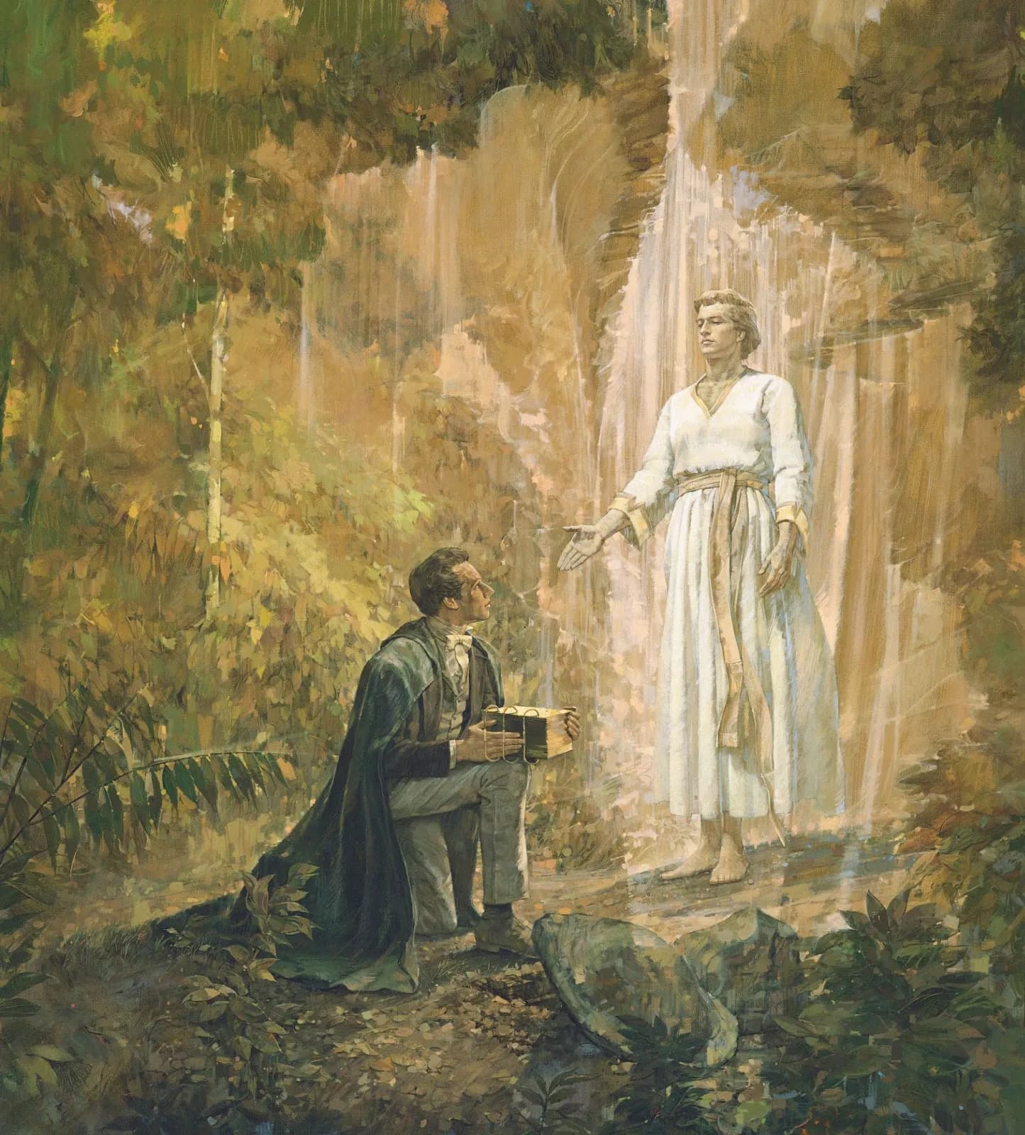 Joseph Smith and the Angel Moroni—central figures in the origins of the LDS Church