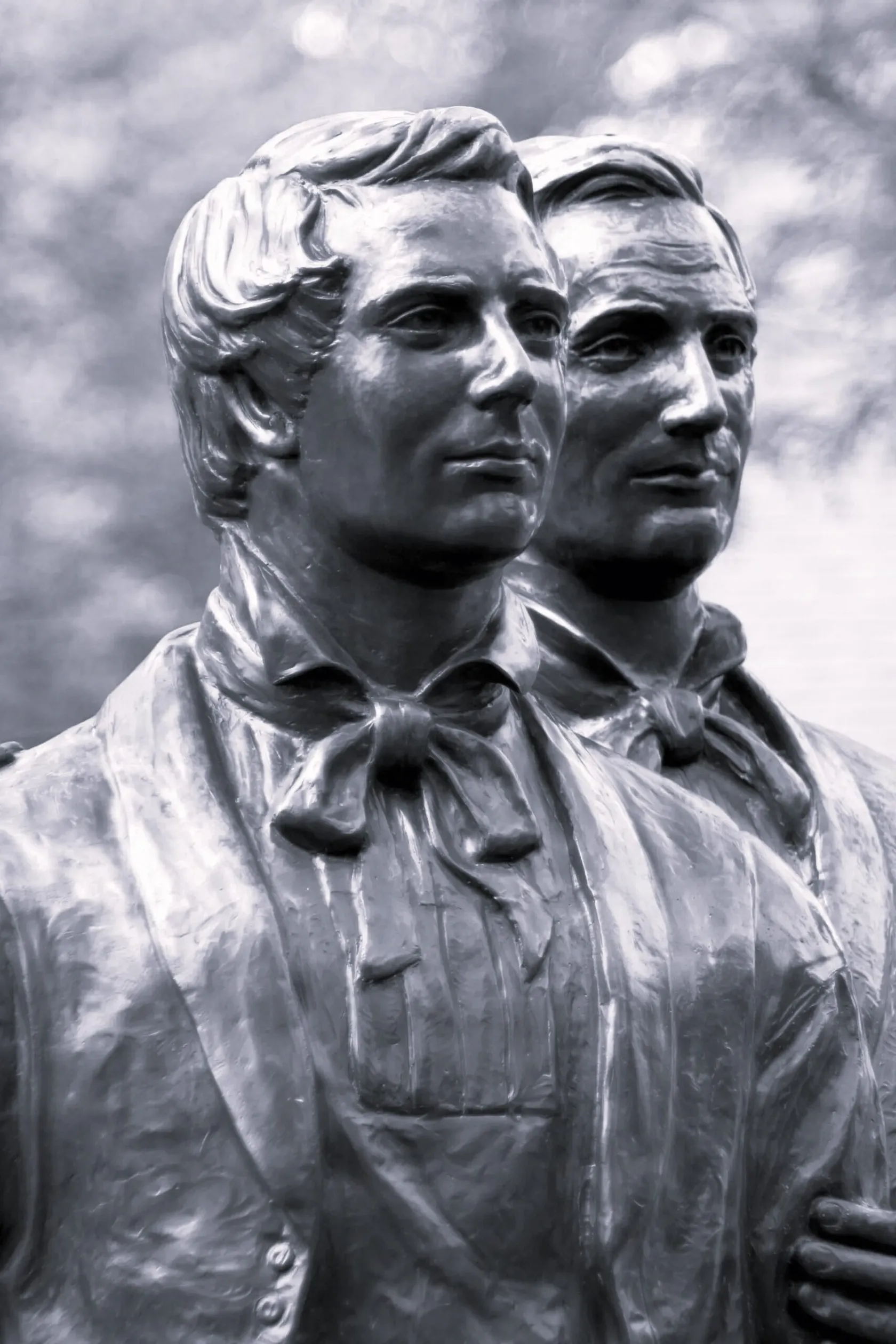 Statue of Joseph and Hyrum Smith at Carthage Jail, depicting the brothers before their deaths