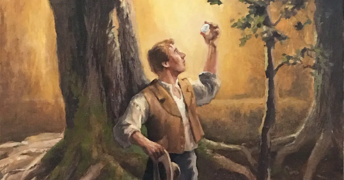 Joseph Smith using a seer stone for revelation